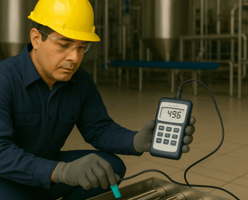 Servicio técnico Gracida realizando medición de campo magnético con gaussímetro digital